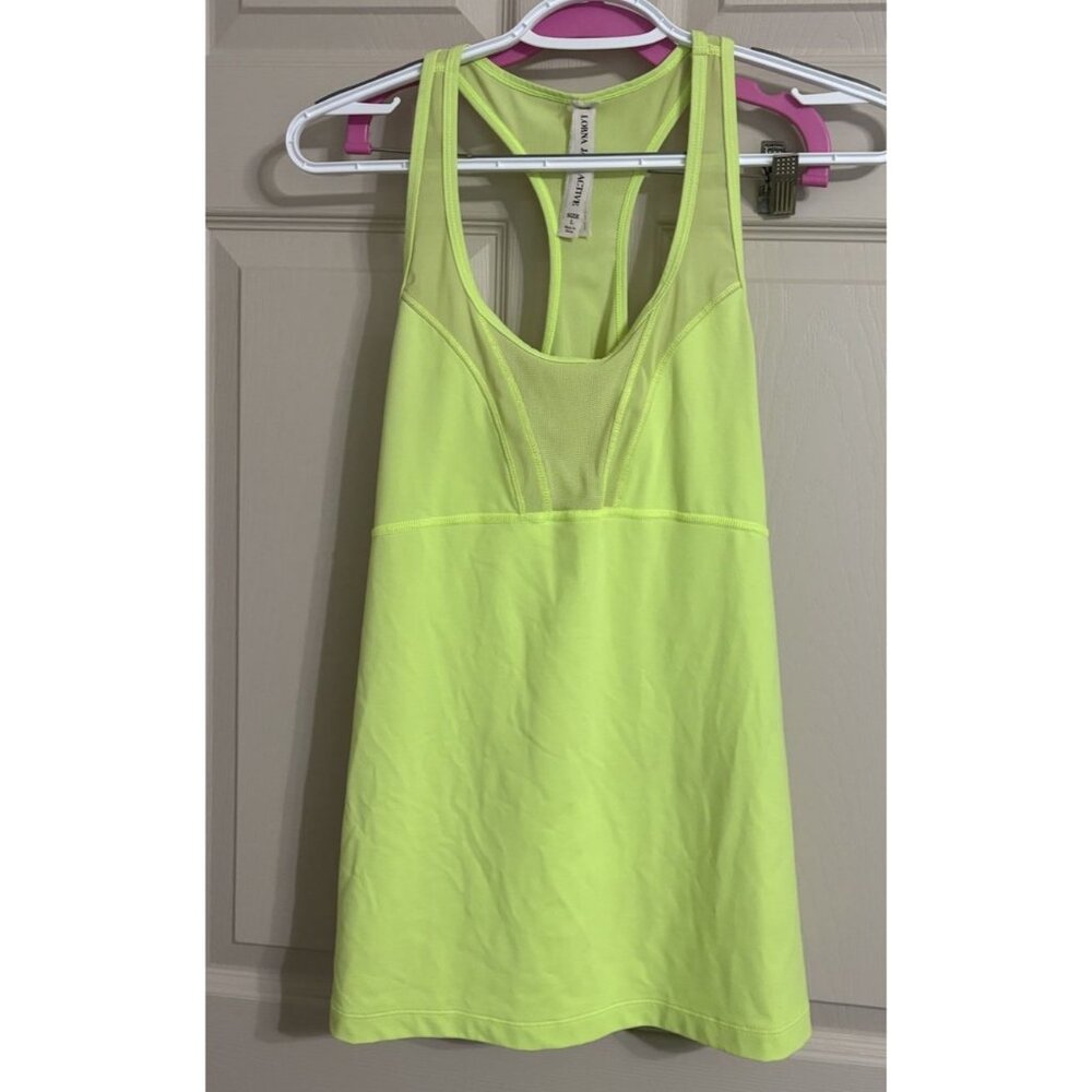Lorna Jean Neon Green Racerback Tank Mesh Womens Size Large - Picture 6 of 6